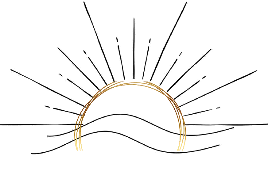 Illustration de demi-soleil avec rayons